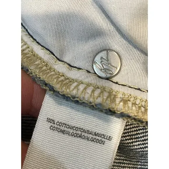 Free People Maggie Midrise Jeans Sequoia Blue Size 25 28x27 Distressed Hem Raw - Picture 9 of 11